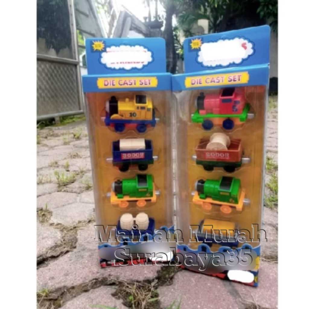 Mainan Anak Die Cast Set Isi 4 Pcs Ada Magnet | Mainan Koleksi Anak Anak Die Cast Kereta Bisa Ganden