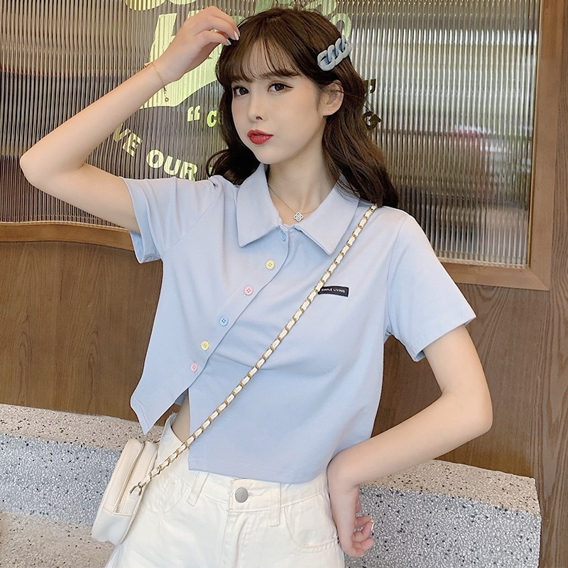 Querencia.Official - Noelle Crop Top Kemeja Wanita Blouse Shirt Atasan Baju 105
