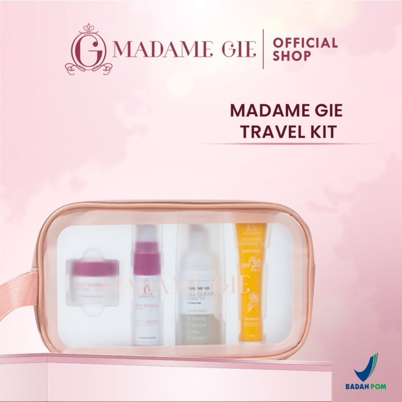 ORIGINAL Madame Gie Travel Kit 1 Paket Kecantikan Set Sun Barrier Moisturizer Serum Bonus POUCH