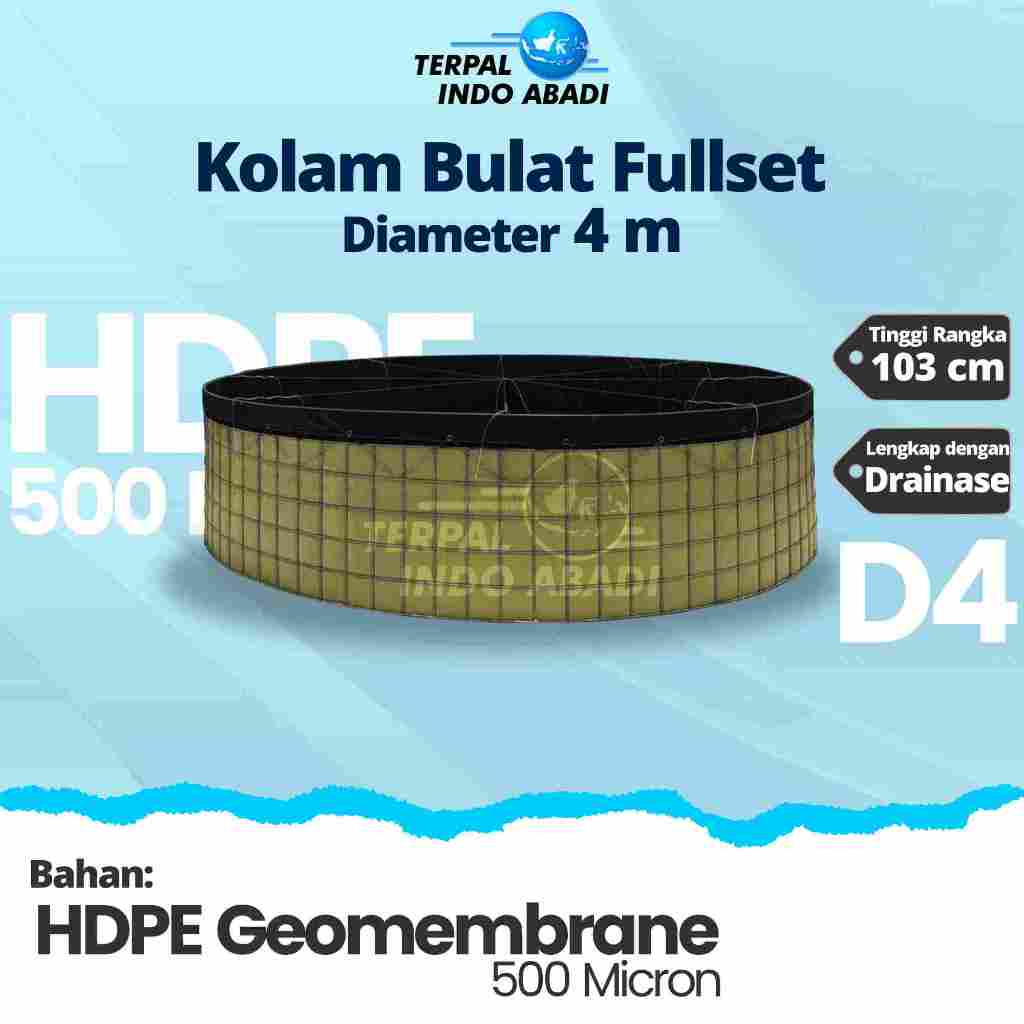 KOLAM BULAT KOLAM IKAN KOLAM LELE KOLAM TERPAL KOLAM PLASTIK DIAMETER 4 M FULLSET HDPE 500 MICRON.