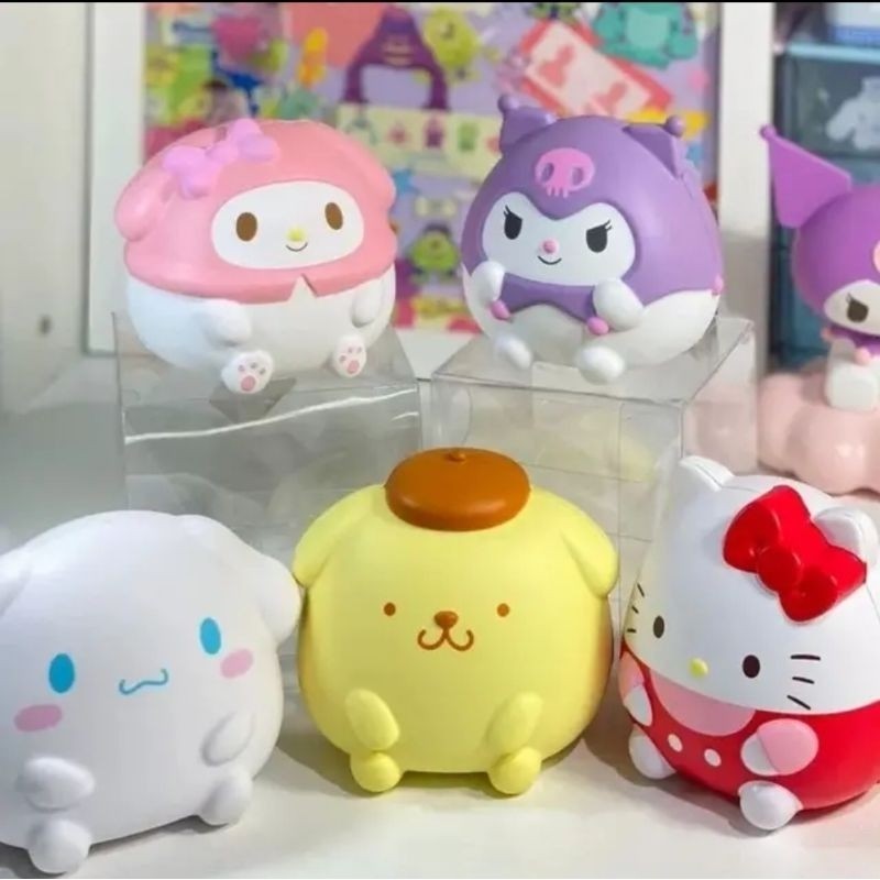 Mainan Squinshy cubit dekompresi Sanrio/CinnamonDog/Melody/Kuromi/PuddingDog/HK