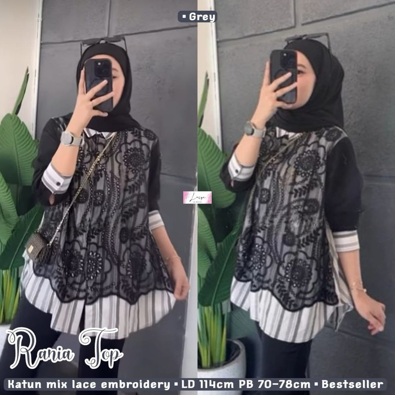 Rania Top // Atasan Kemeja Wanita Motif Bunga Kantor