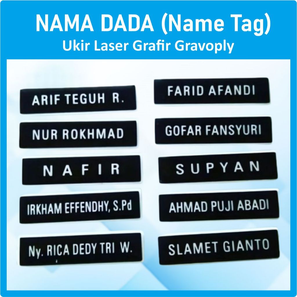 

Nama Dada Grafir Custom Laser Premium Magnet | Name Tag | Nama Custom | Papan Nama Nama Dada Akrilik