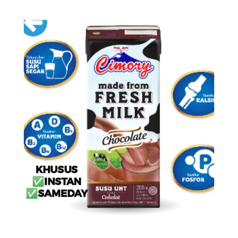 

Susu Cimory Freshmilk UHT 250ml Coklat INSTAN SAMEDAY