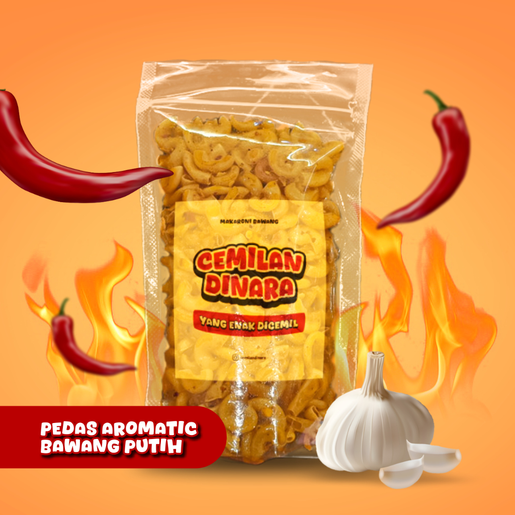 

Cemilan Dinara - Makaroni Bawang Gurih Pedas (Ori dan Pedas) 250Gr