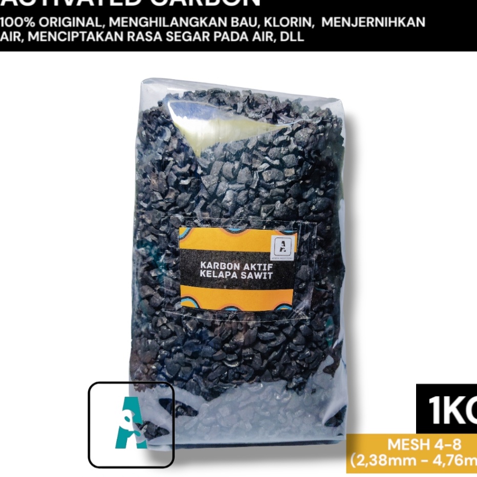KP8 KARBON AKTIF KELAPA SAWIT 1KG MEDIA FILTER PENJERNIH AIR SUMUR PDAM KRAN AQUARIUM DAN KOLAM