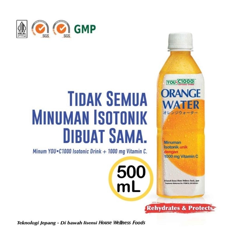 

YOU C 1000 ISOTONIC DRINK ORANGE WATER 500ML