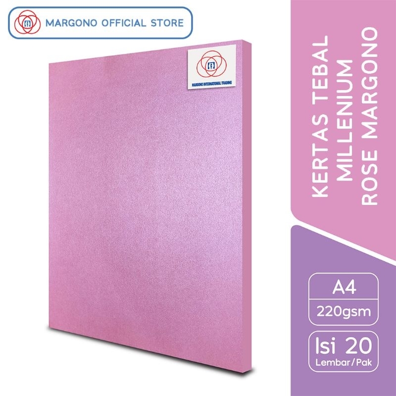 

Margono Kertas Warna A4 Millenium Rose Pink 220 gsm - 20 Lembar