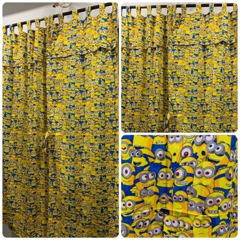 gorden miniom tali perekat poni ukuran 120x200 / korden pintu dan jendela murah karakter kartun