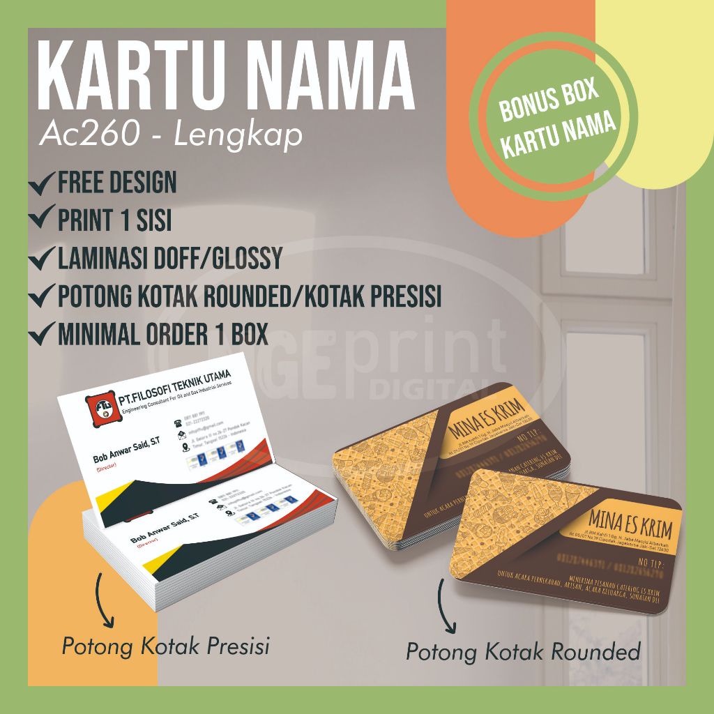 

[Perbox] Kartu nama 1 sisi bisa custom design / kartu nama Custom Potong / name card custom per box / kartu nama per box