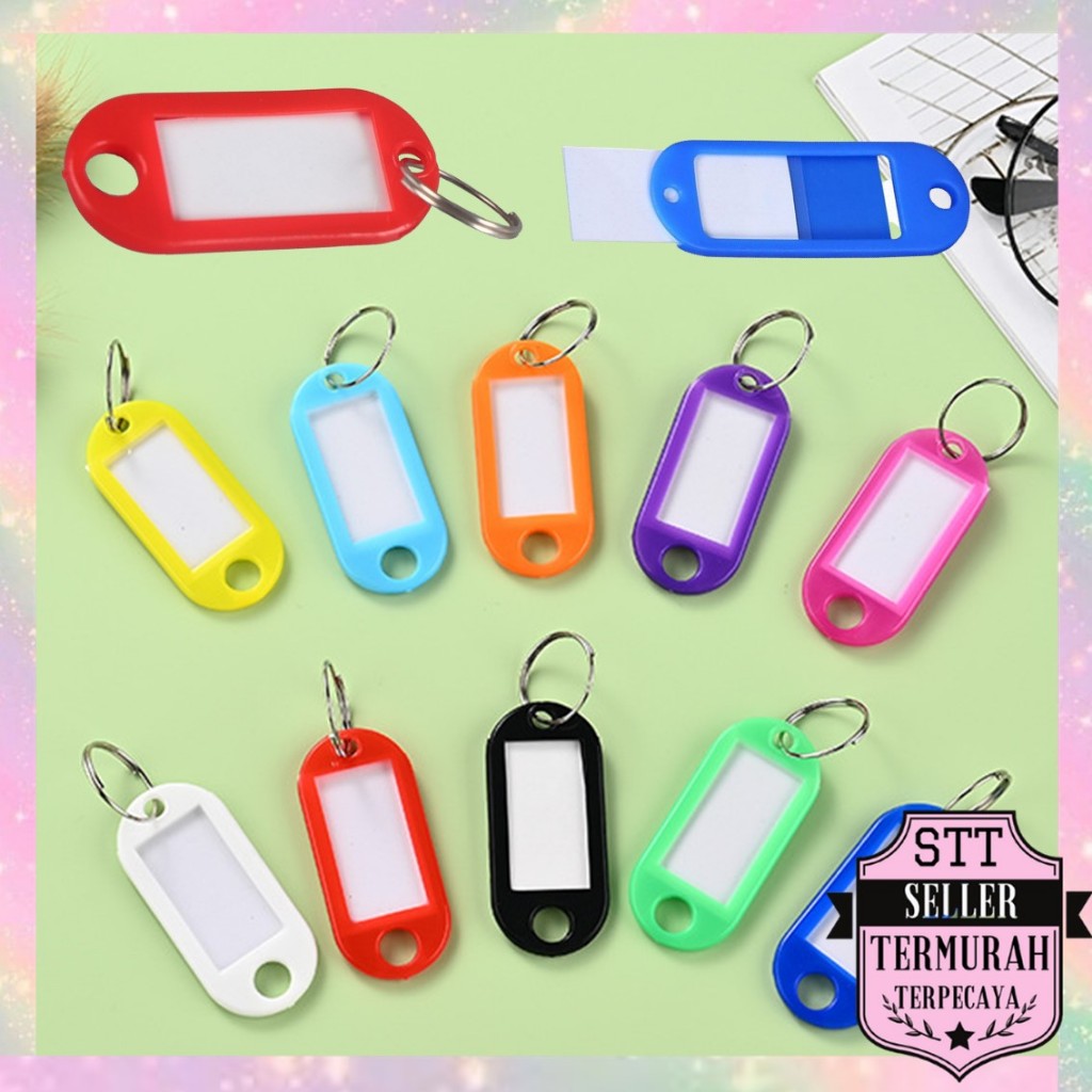 

STT Name Tag Gantungan Kunci Warna-Warni Label Nama Plastik Keychan Ring Name tag Ganci Colors