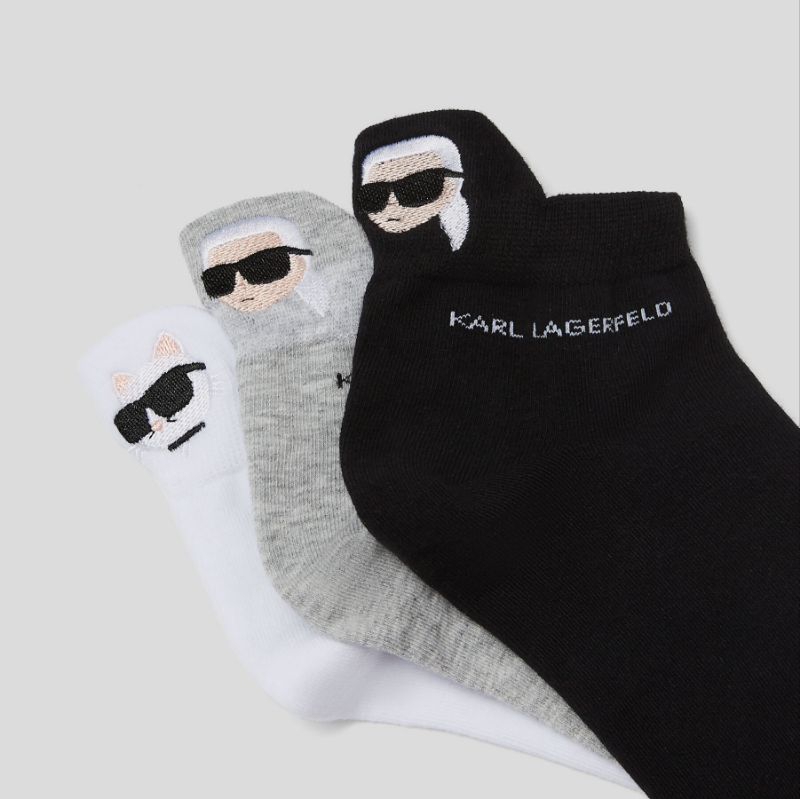Ready Original KARL LAGERFELD IKONIK Wanita Sneakers Socks Kaos Kaki 3 pasang