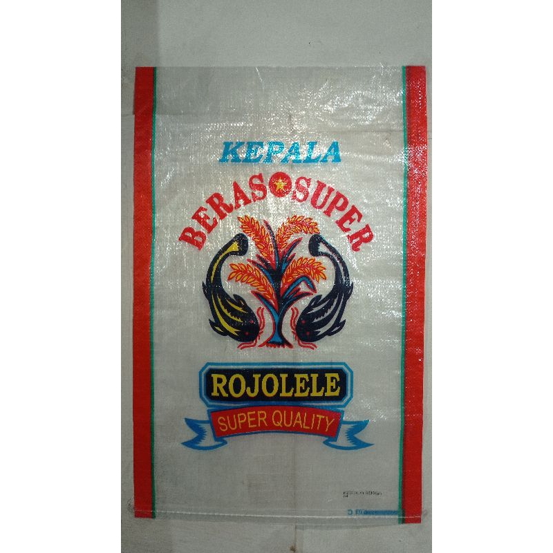 KARUNG BERAS TRANSPARAN CAP "ROJO LELE SUPER QUALITY" UKURAN 25KG