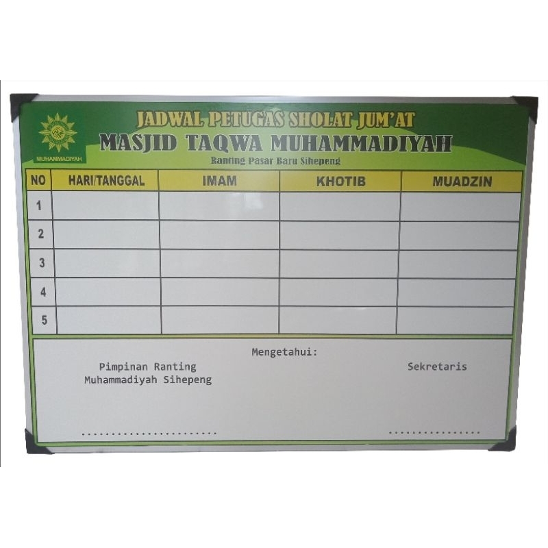 

PAPAN PETUGAS SHOLAT JUM'AT