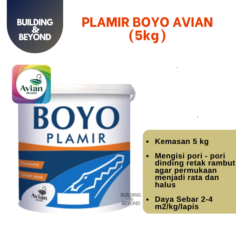 PLAMIR TEMBOK BOYO PLAMUR AVIAN DEMPUL PENUTUP RETAK 5 KG