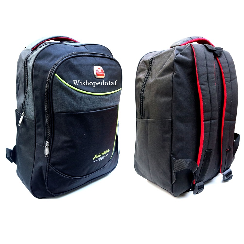 Tas Sekolah Ransel Seri P Formal Kasual Nylon Black