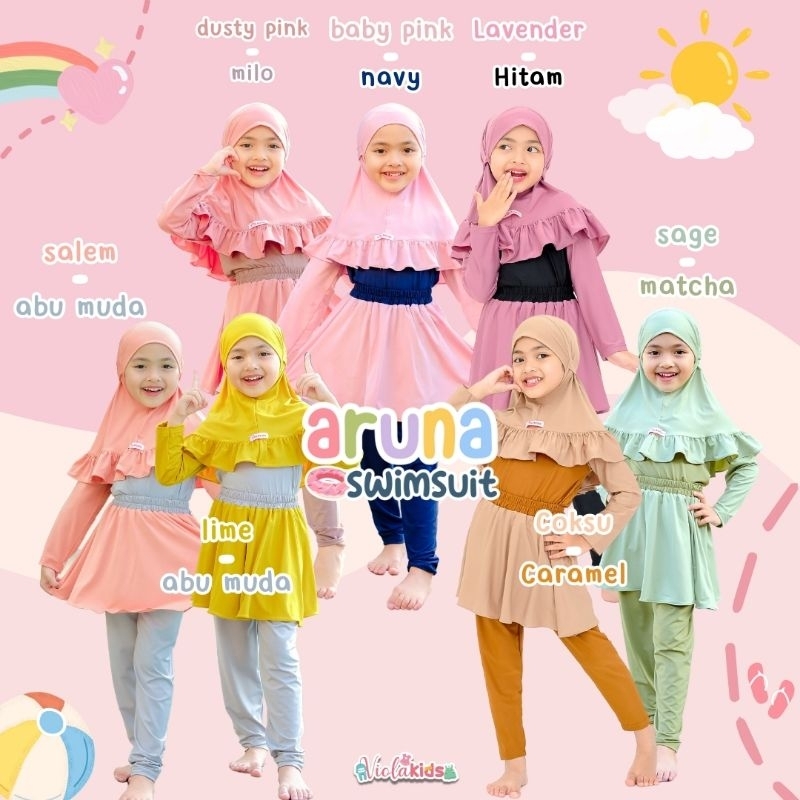 Dyandrahijab - Baju Renang Anak Aruna Set Hijab Swimset Muslimah
