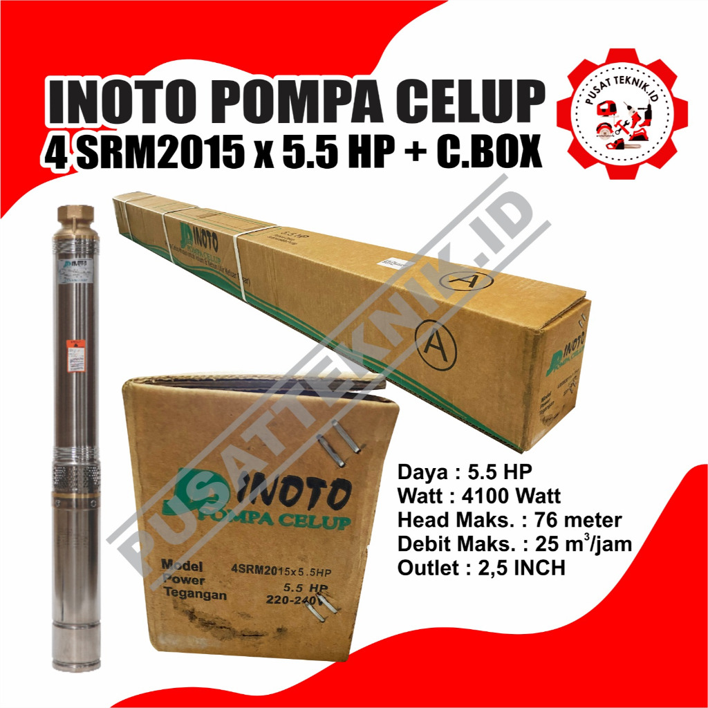 INOTO 4SRM2015 5,5HP SUBMERSIBLE 4SRM 2015 OUTPUT 2,5IN CASING SUMUR 4 INCH