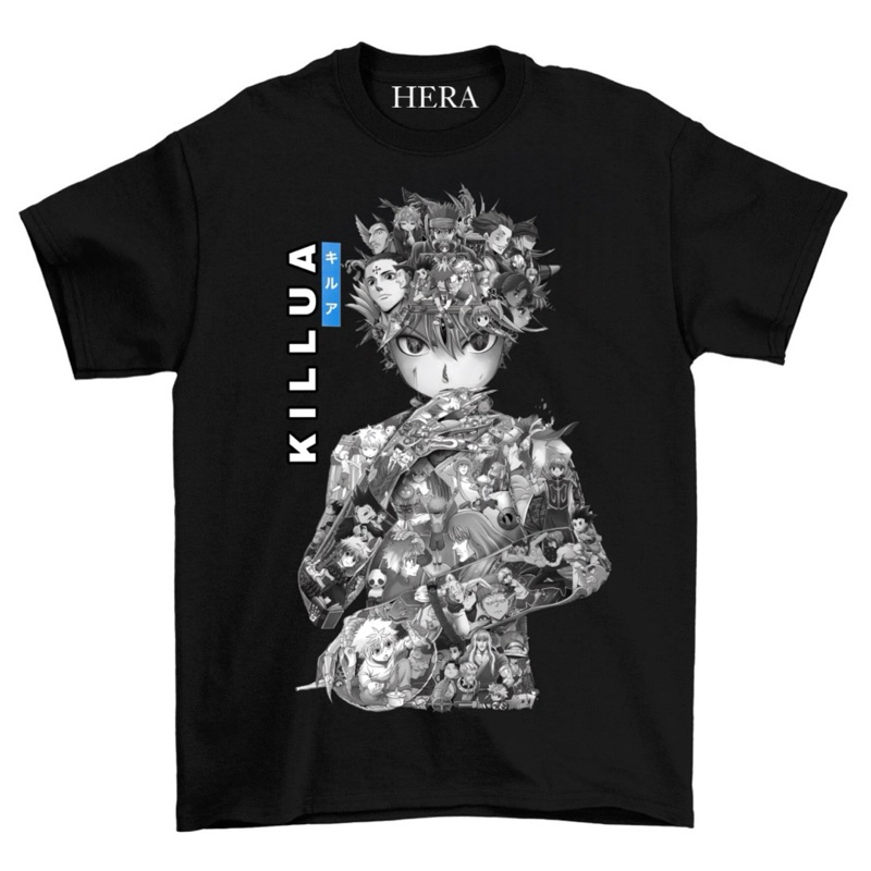 T-shirt Killua Zoldyck HxH versi hitam putih