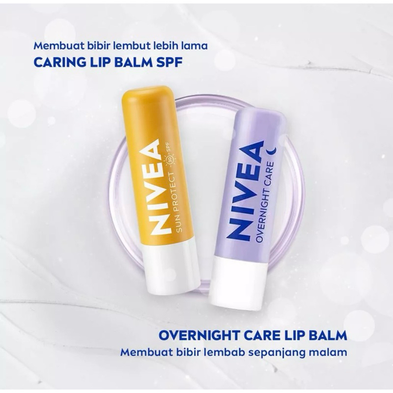 NIVEA LIP BALM SUN PROTECT SPF30 & LIP BALM OVERNIGHT CARE
