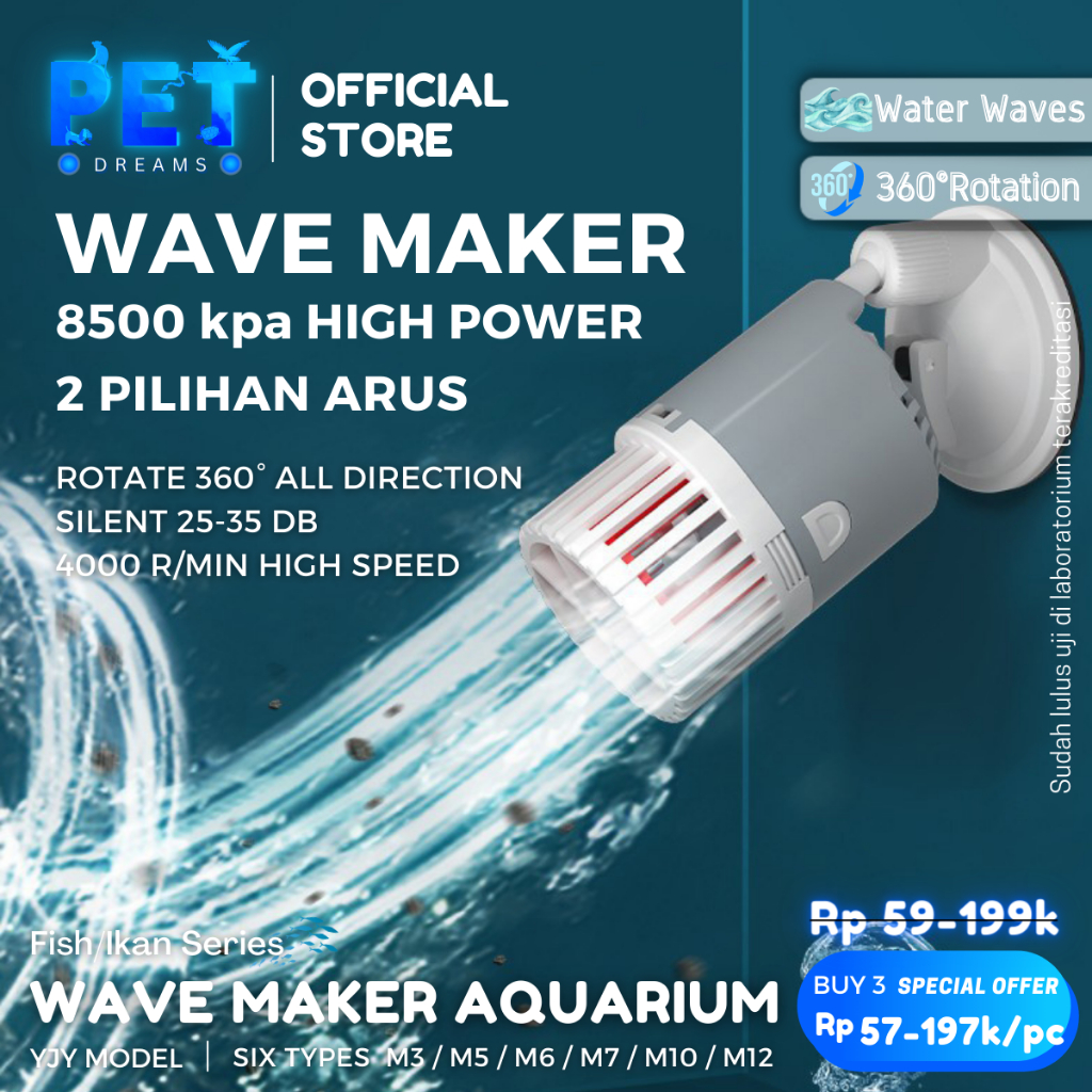 Wave Maker Aquarium Mesin Pembuat Gelombang Arus Ombak Air Pompa Wavemaker Mini Kecil Besar Wafe Kol