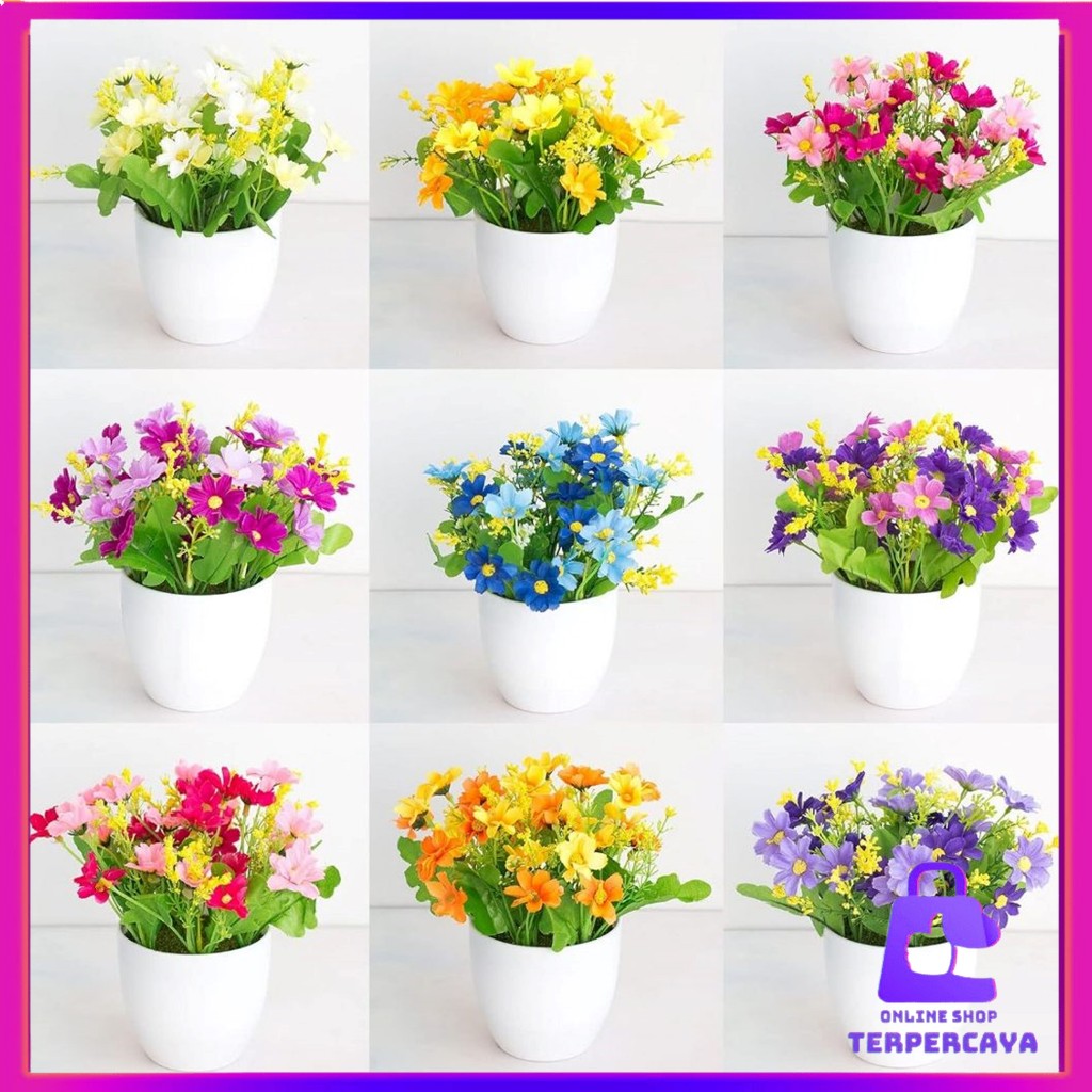 OST Tanaman Hias Tanaman Plastik Pot Bunga Hias BUNGA 08 Ornamen Pot Tanaman Bunga seruni Dekorasi