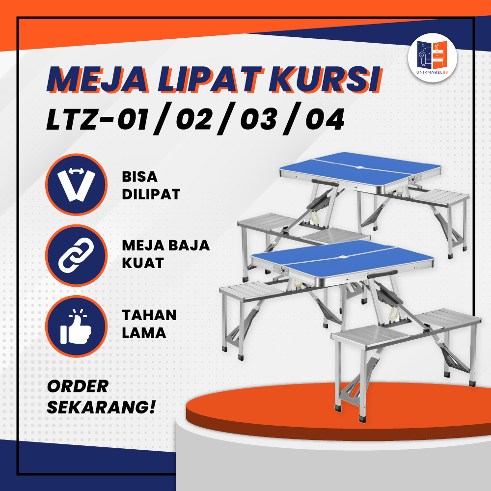 Meja Lipat Koper Serbaguna Meja Lipat Portable + Kursi Meja Piknik Meja Kursi Bisa Pakai Payung Meja