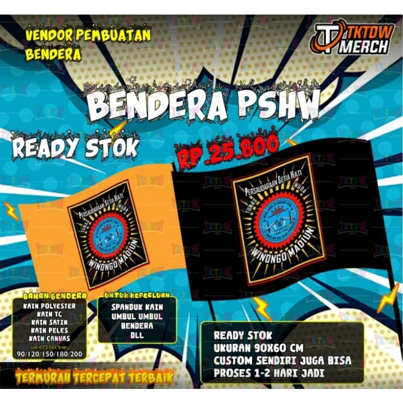 BENDERA PSHW ( LOGO KOTAK KUNING / HITAM ) READY STOK DAN CUSTOM DESAIN