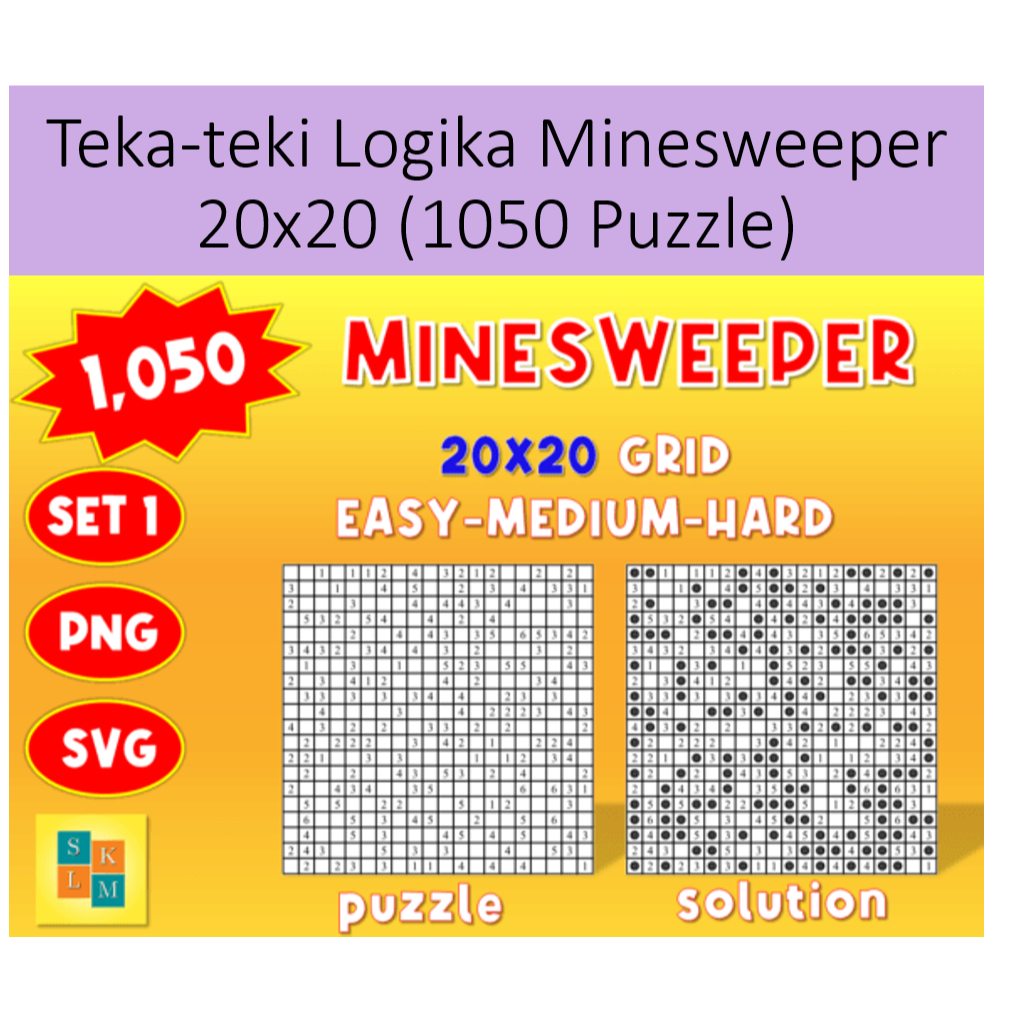 Teka-teki Logika Minesweeper 20x20 (1050 Puzzle)