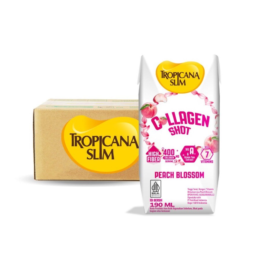 

TROPICANA SLIM COLLAGEN SHOT DRINK PEACH BLOSSOM 190ML- MINUMAN KOLAGEN RTD 1 KARTON (24PCS)