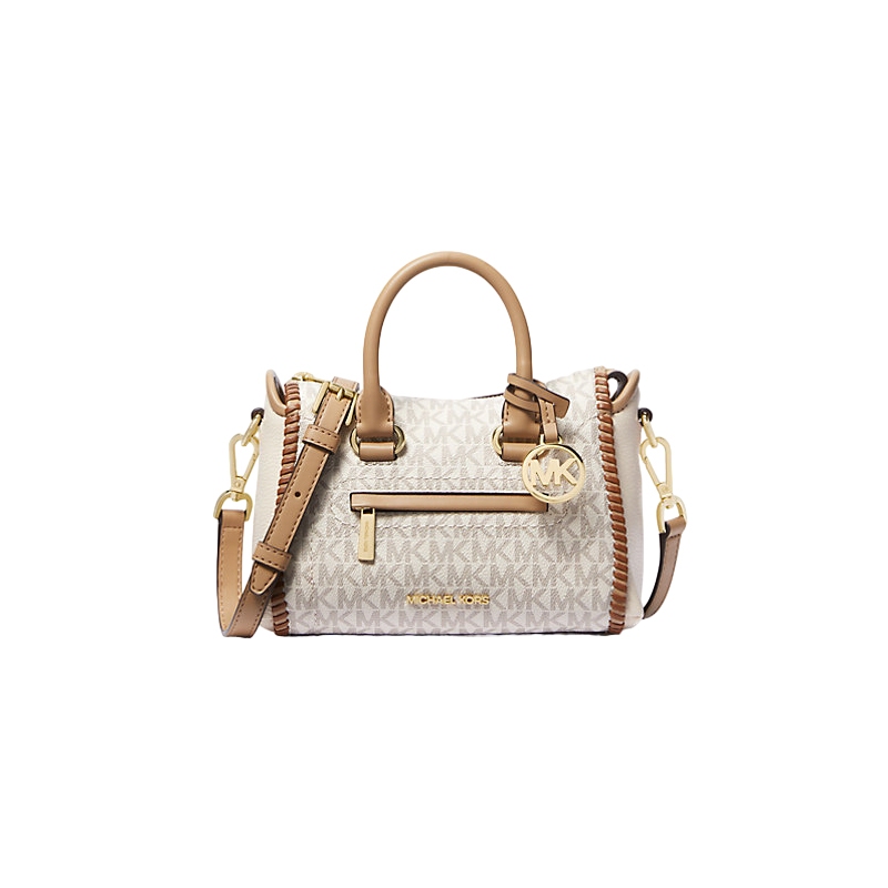 Tas Wanita Cewek Perempuan MK Carine XS Logo Satchel Bag - Cream Multi 100% ORIGINAL