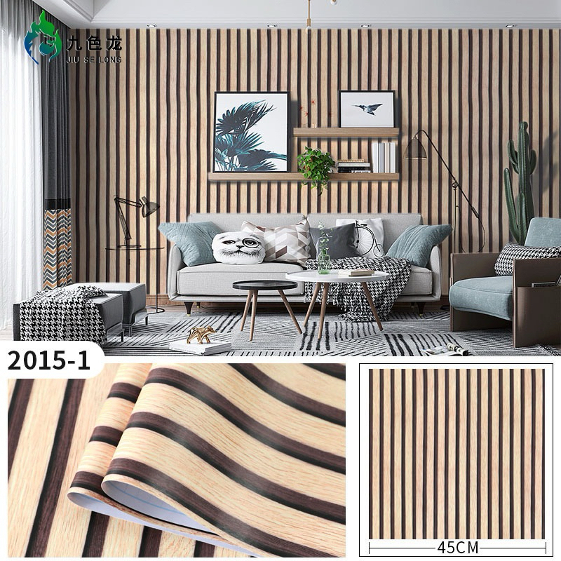 Wallpaper Dinding Wallpaper Stiker / Wallpaper Kamar Tidur Aesthetic Motif Salur Kayu WPC Wallpanel