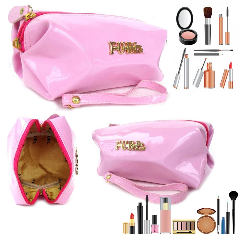 Dompet  kosmetik  resleting Alruf organaizer jelly baby pink