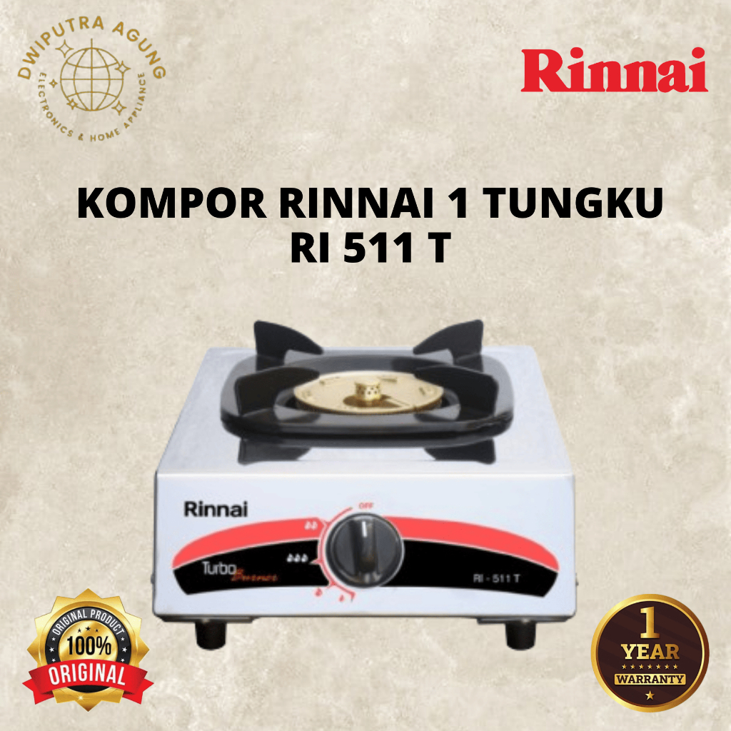 KOMPOR RINNAI 1 TUNGKU RI511T / RI 511 T / RI-511T GARANSI RESMI