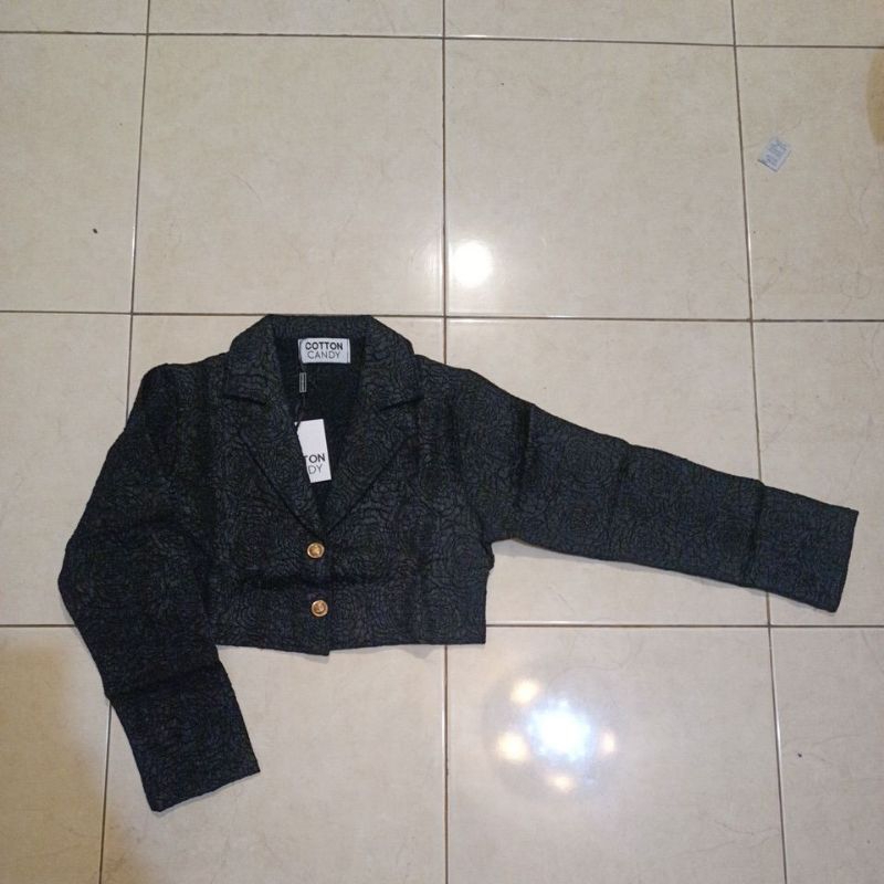 blazer crop cotton candy black