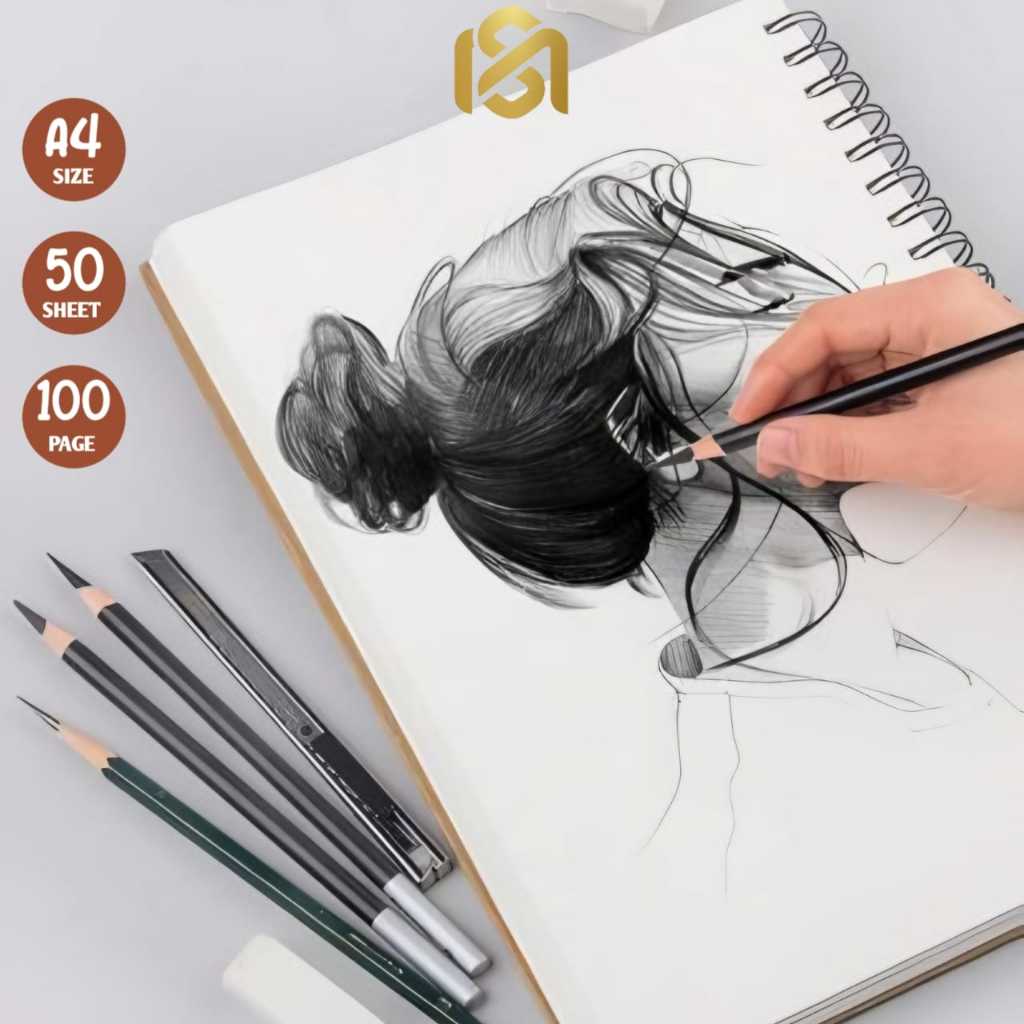 

[Terbaru] Sketchbook A4 Aesthetic Buku Gambar Sketsa Craft/Black Cover Jilid Spiral Murah