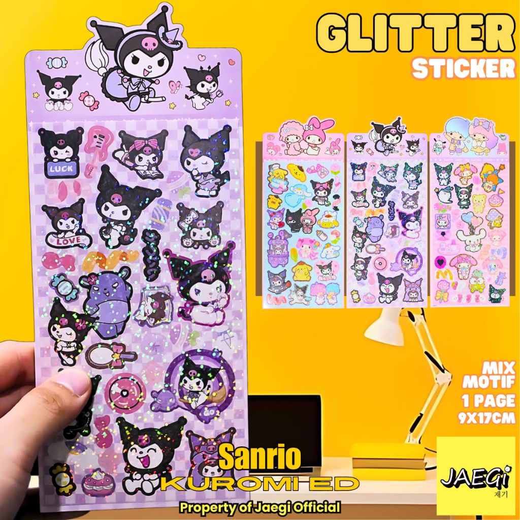 

JAEGi - Paper Sticker / Stiker Kertas Sanrio Kuromi Glitter Edition 1 Lembar
