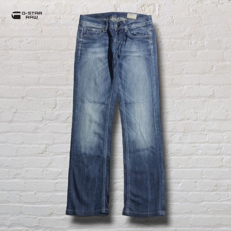 Celana Panjang Longpants Jeans Gstar Raw 3301 Blue Washed Fading Slim Straight Original Second Prelo