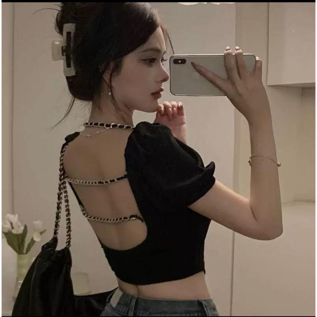 ECF - Tshirt Crop Top Rantai Sexy