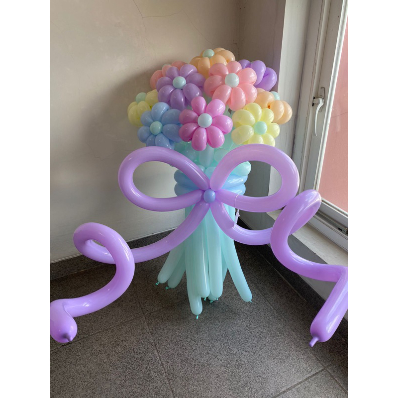 Buket Bunga Balon / Flower Twist / Balloon Flower Bouquet (tangkai panjang)