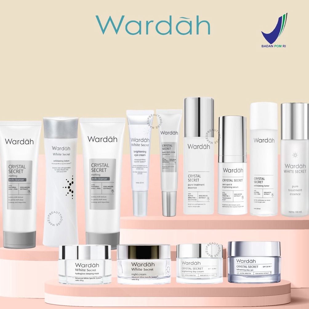 SUPER WARDAH White Crystal Secret Series  Day Night Eye Cream Essence Facial Wash Exfoliating MaskCl