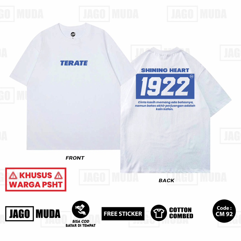 Jagomuda Terate Kaos Psht 1922 Putih Terbaru Cotton Combed 20s