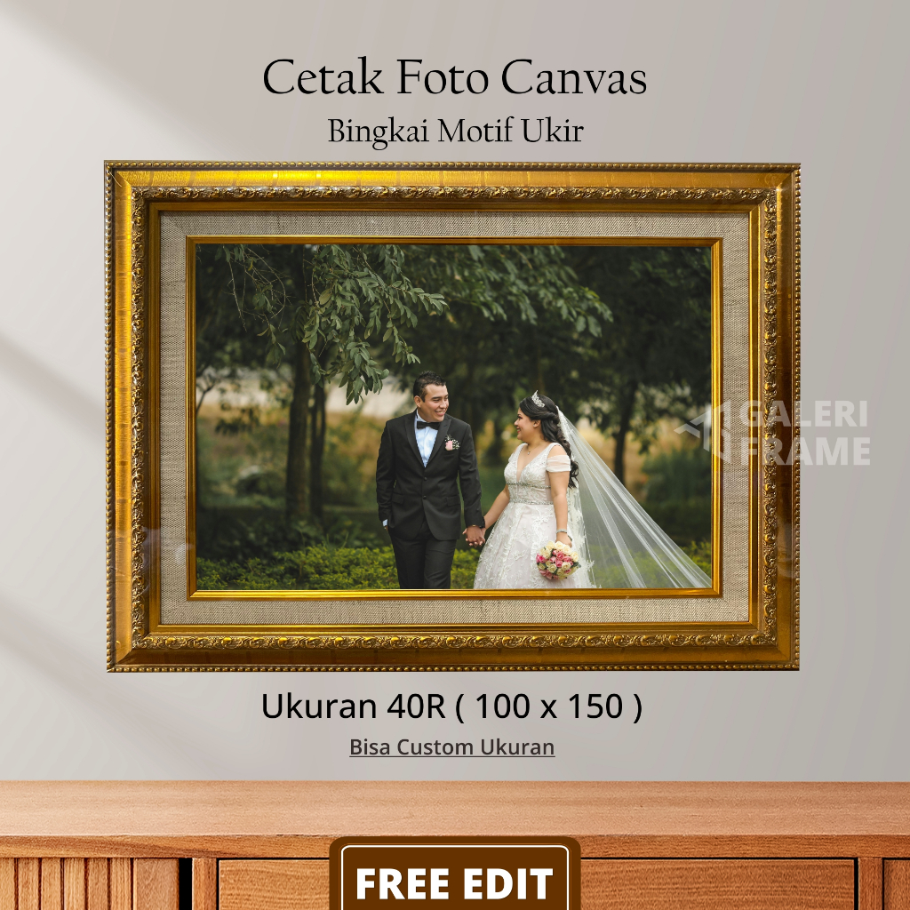 Cetak Foto Kanvas Jumbo 40R ( 100 x 150 ) Bingkai Motif Ukir - Foto Canvas Photo Print