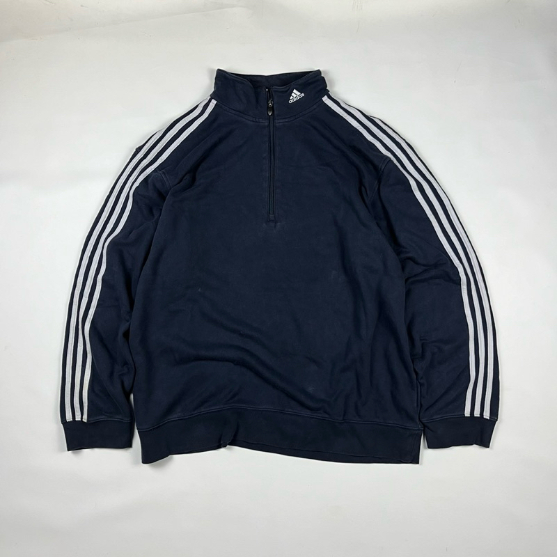 adidas halfzip 3stripe crewneck