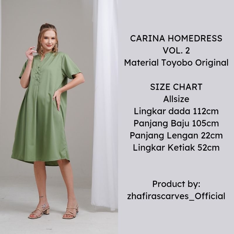 ZHAFIRASCARVES | Carina Midi Home Dress Warna Sage | Daster Polos Bahan Toyobo Premium | Daster Bumi