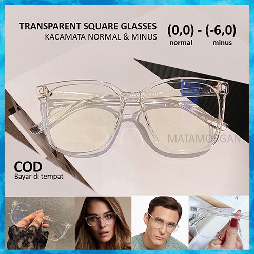 TERDAHSYAT KACAMATA LENSA NORMAL  MINUS RABUN JAUH FRAME TRANSPARANT ANTI RADIASI UNISEX PRIA WANITA