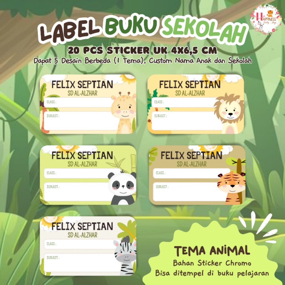 

20 Stiker / Sticker Mapel - Label Buku Pelajaran Sekolah - Stiker mata pelajaran