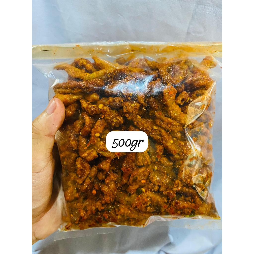 

usus ayam crispy/keripik usus krispi pedas daun jeruk bumbu melimpah usus crispy keripik usus krispi original daun jeruk kemasan 500gr 250gr 100gr