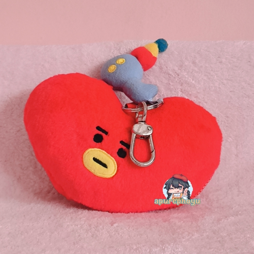 Gantungan Boneka Dompet BT21 TATA Head Coin Bag Chain Plush