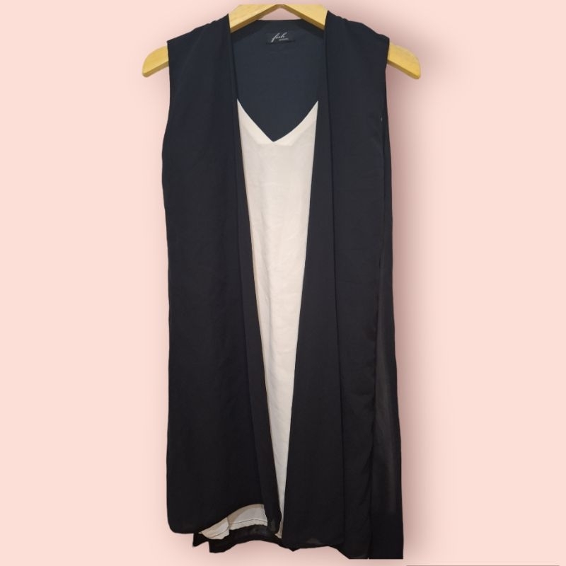 Dress Sifon Hitam Putih Wanita